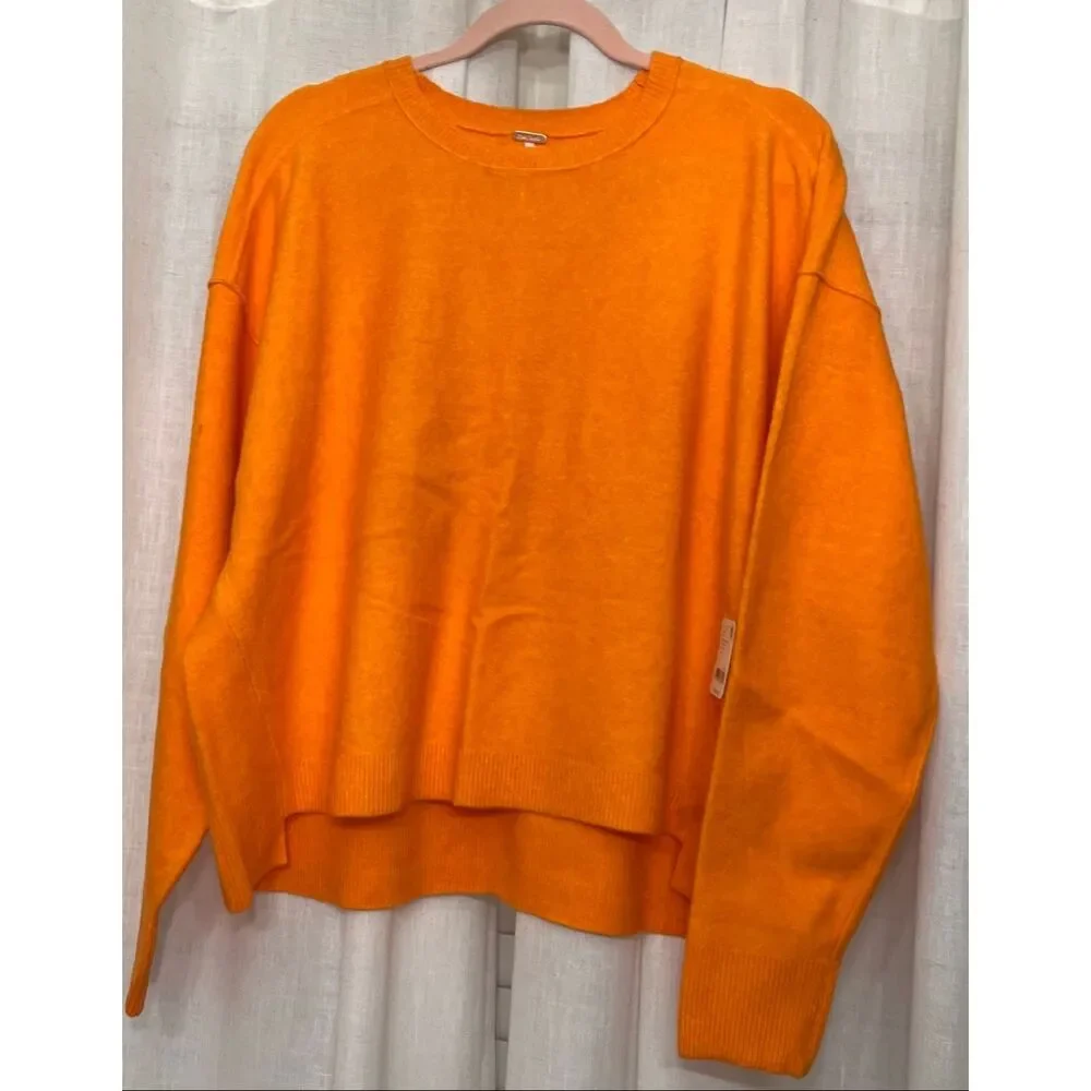 Free People Luna Pullover oversized sweater, Bright Marigold, NWT - Picture 1 of 7